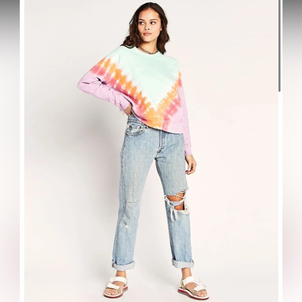 NWT Daydreamer Tie Dye Varsity Crew Sweatshirt Mint Combo size Medium
